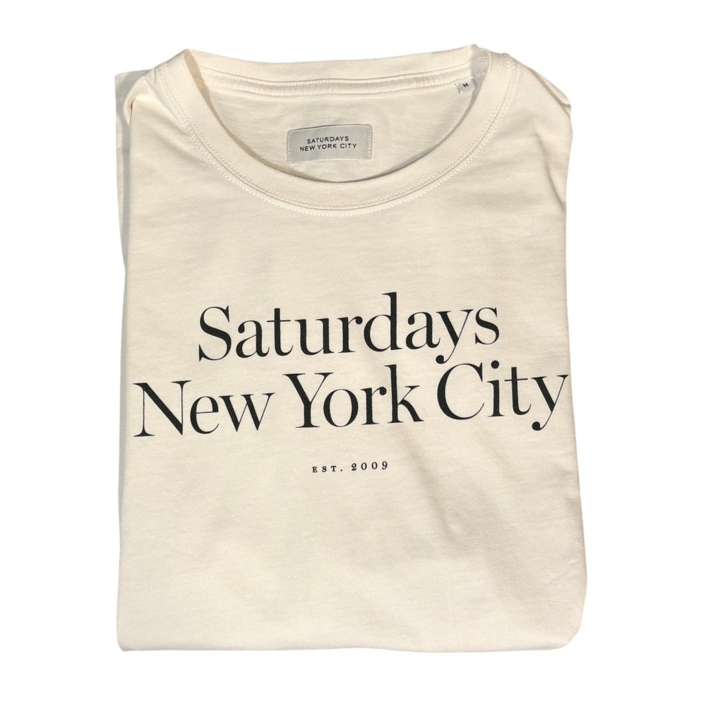 Saturdays New York City Graphic T-Shirt Mens Medium Off White Logo Tee Est 2009